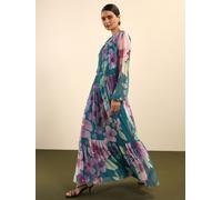 Next Green Floral Long Sleeve Mesh Maxi Dress Green Floral EU 44 (UK 16)