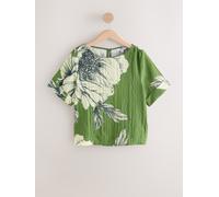 Next Green Floral Print Short Sleeve Boxy Top
