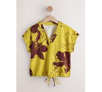 Next Green Floral Print V-Neck Short Sleeved Tie Waist Top