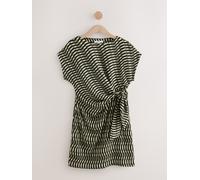 Next Green Geo Print Textured Drape Tie Front Mini Dress Green Geo Print EU 48 Tall (UK 20 T)