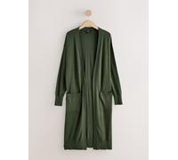 Next Green Khaki Soft Touch Cotton Rich Longline Cardigan