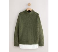 Next Green Layered Shirt Poncho