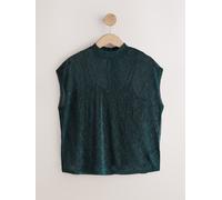 Next Green Metallic Sparkle Sheer Layer Cap Sleeve Top