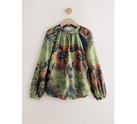 Next Green Paisley Floral Long Sleeve V-Neck Blouse