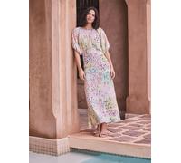 Next Green/Pink Floral National Trust x Next Puff Sleeve Midi Dress Green/Pink Floral National Trust X Next EU 50 (UK 22)