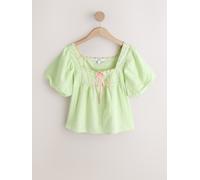 Next Green/Pink Puff Sleeve Short Sleeve Top