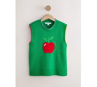 Next Green/Red Apple Graphic Sleeveless Knitted Tank With Wool