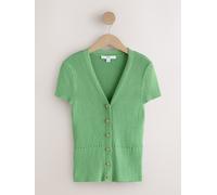 Next Green Ribbed 100% Cotton Short Sleeve Cardigan