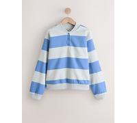 Next Grey/Blue Stripe Popperneck Henley Sweatshirt