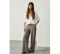Next Grey Check Brushed High Waisted Wide Leg Tailored Trousers