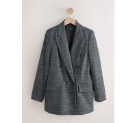 Next Grey Crosshatch Double Breasted Longline Blazer