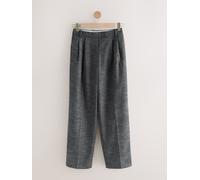 Next Grey Crosshatch Double Pleated Straight Leg Trousers