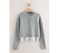 Next Grey Double Layer Crew Neck Cardigan With Wool