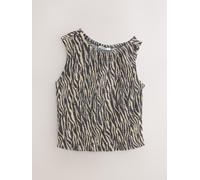 Next Grey/Ecru Zebra Print Shirred Asymmetric Sleeveless Top