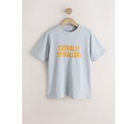 Next Grey Embroidered Graphic Heavyweight Short Sleeve Crew Neck T-Shirt