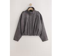 Next Grey Faux Suede Funnel Neck Bomber Jacket