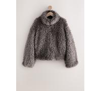 Next Grey Funnel Neck Zip Through Faux Fur Jacket