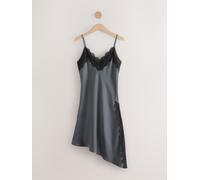 Next Grey Lace Trim Strappy Asymmetrical Cami Mini Dress Grey EU 46 (UK 18)