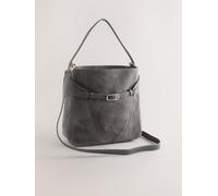 Next Grey Leather Belted Messenger Shoulder Bag