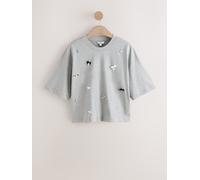 Next Grey Marl Bow Charms Short Sleeve Crew Neck T-Shirt