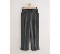 Next Grey N. Premium Wide Leg Pleated Trousers With Wool