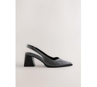 Next Grey Patent Forever Comfort Pointed Toe Slingback Block Heels Grey Patent EU 39 (UK 6)