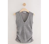 Next Grey Sleeveless Textured V-Neck Top