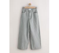 Next Grey Stripe High Rise Palazzo Wide Leg Jeans