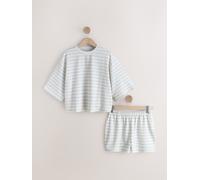 Next Grey Stripe Textured Short Pyjamas