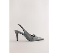 Next Grey Suede Forever Comfort Leather Pointed Cutout Bow Slingback Heels Grey Suede EU 42 (UK 8)