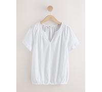 Next Haut à manches courtes à col cranté et ourlet boule froncé