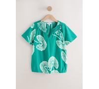 Next Haut à manches courtes à col cranté et ourlet boule froncé