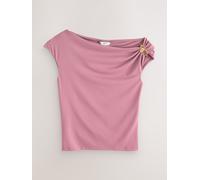 Next Haut à manches courtes asymétrique et fluide au toucher doux, orné de détails métalliques. Rose FR 54 (EU 52)
