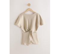 next Haut à manches courtes en satin texturé et devant torsadé doré FR 52 (EU 50)