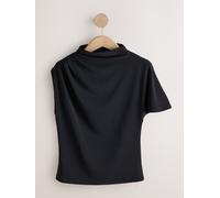 next Haut asymétrique drapé à manches courtes Noir XXL Regular (FR 54-56)
