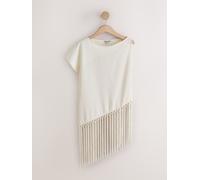 Next Haut asymétrique sans manches à franges crème M Regular (FR 42-44)