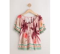 Next Haut bardot à manches bouffantes avec lin