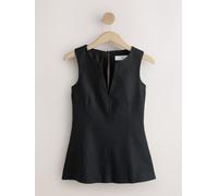 Next Haut péplum habillé en lin Noir FR 36 Petite (EU 34 P)