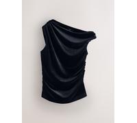 next Haut sans manches en velours drapé à une épaule Noir FR 46 Petite (EU 44 P)
