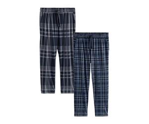 NEXT Homme Bas de pyjama en jersey 100% coton, lot de 2 Black/Navy Blue Check M