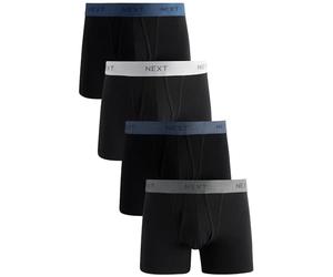 NEXT Homme Boxer Signature avec Ouverture sur Le Devant, Lot de 4 Black Comfort Soft S