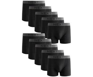 NEXT Homme Caleçon 100% Coton, Lot de 10 Noir M