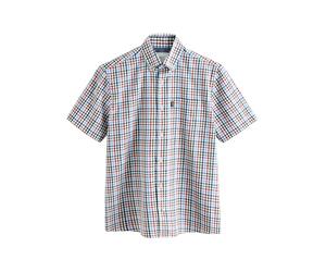 NEXT Homme Chemise Oxford boutonnée à Manches Courtes Repassage Facile Blue/Red Gingham XL