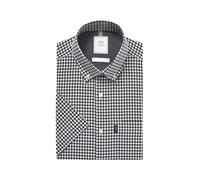 NEXT Homme Chemise Oxford Standard boutonnée à Manches Courtes Repassage Facile Bleu Marine/Blanc à Carreaux Vichy M