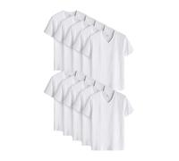 NEXT Homme Coupe Standard. 100% Coton. Col V. T-Shirts à superposer. Lot de 10. Blanc XXL