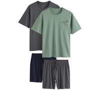 NEXT Homme Ensemble Pyjama Short en Jersey, Lot de 2 Sage Green/Slate Grey S