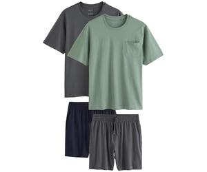 NEXT Homme Ensemble Pyjama Short en Jersey, Lot de 2 Sage Green/Slate Grey S