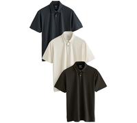 NEXT Homme Polo imprimé en Jersey à Manches Courtes, Lot de 3 Navy/Ecru/Black Gold Geo XL