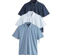 NEXT Homme Polo imprimé en Jersey à Manches Courtes, Lot de 3 Navy/Light Blu/Blue Geo XL
