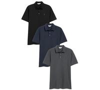 NEXT Homme Polo Standard en Jersey à Manches Courtes, Lot de 3 Bleu/Gris/Noir L